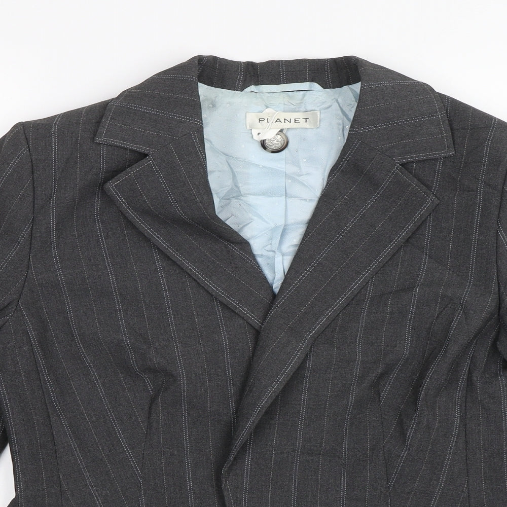 Planet Womens Grey Striped  Jacket Blazer Size 12