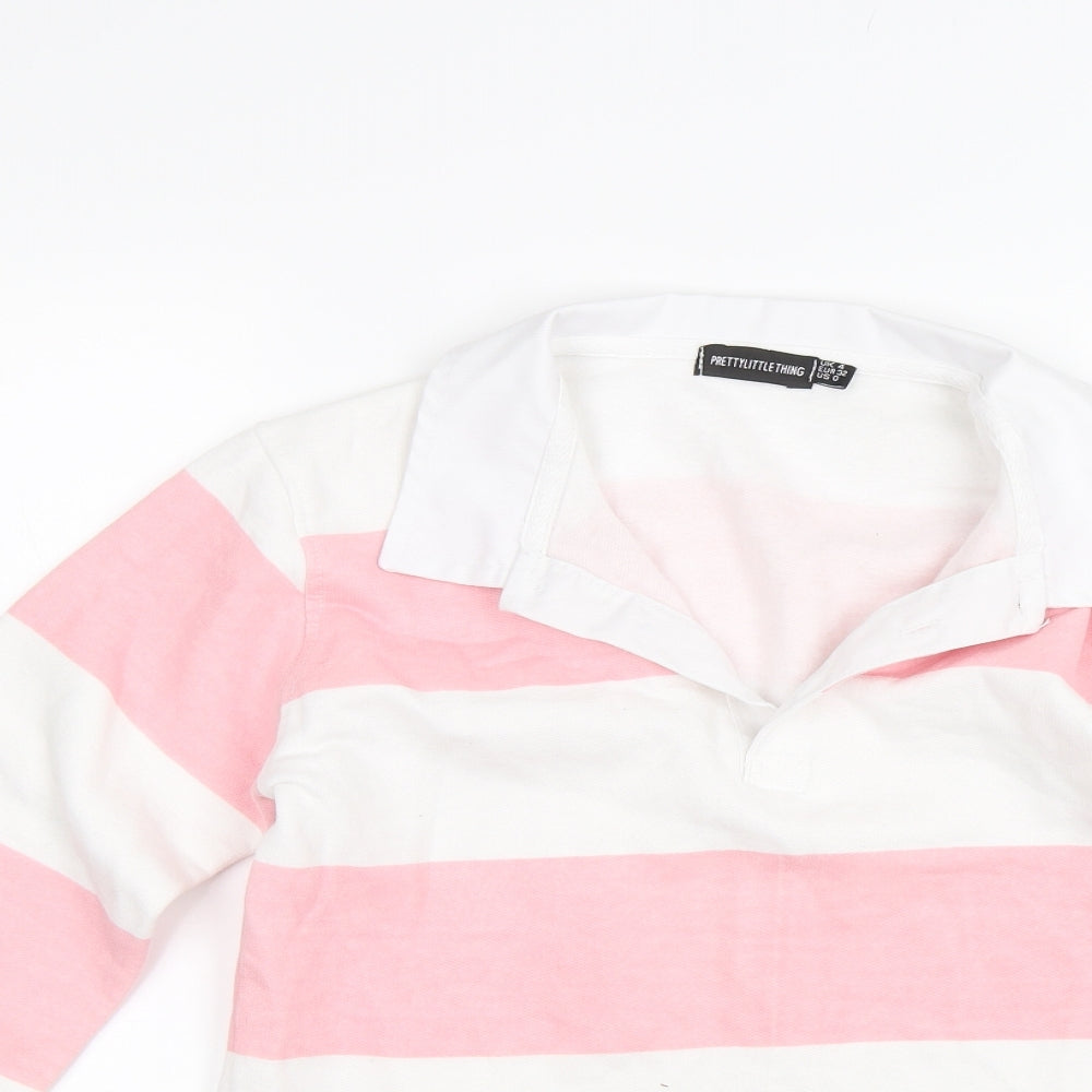 PRETTYLITTLETHING Womens Pink Striped  Pullover Jumper Size 4