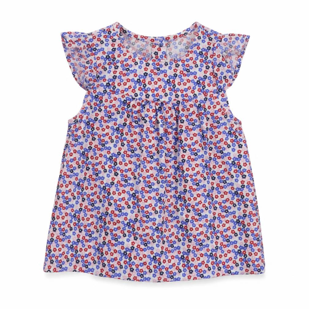 Front view of mothercare girls’ multicoloured floral a-line, size 12-18, months