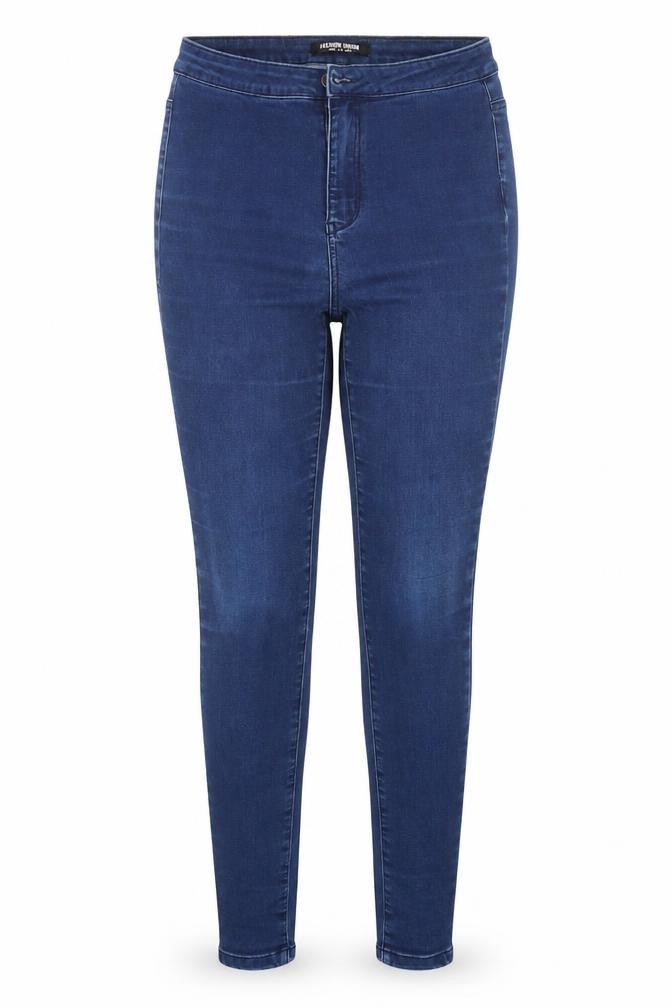 Front view of Fashion Union women’s blue skinny jeans, size UK 12, 29-inch leg