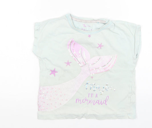 TU Girls Green   Top Pyjama Top Size 6-7 Years