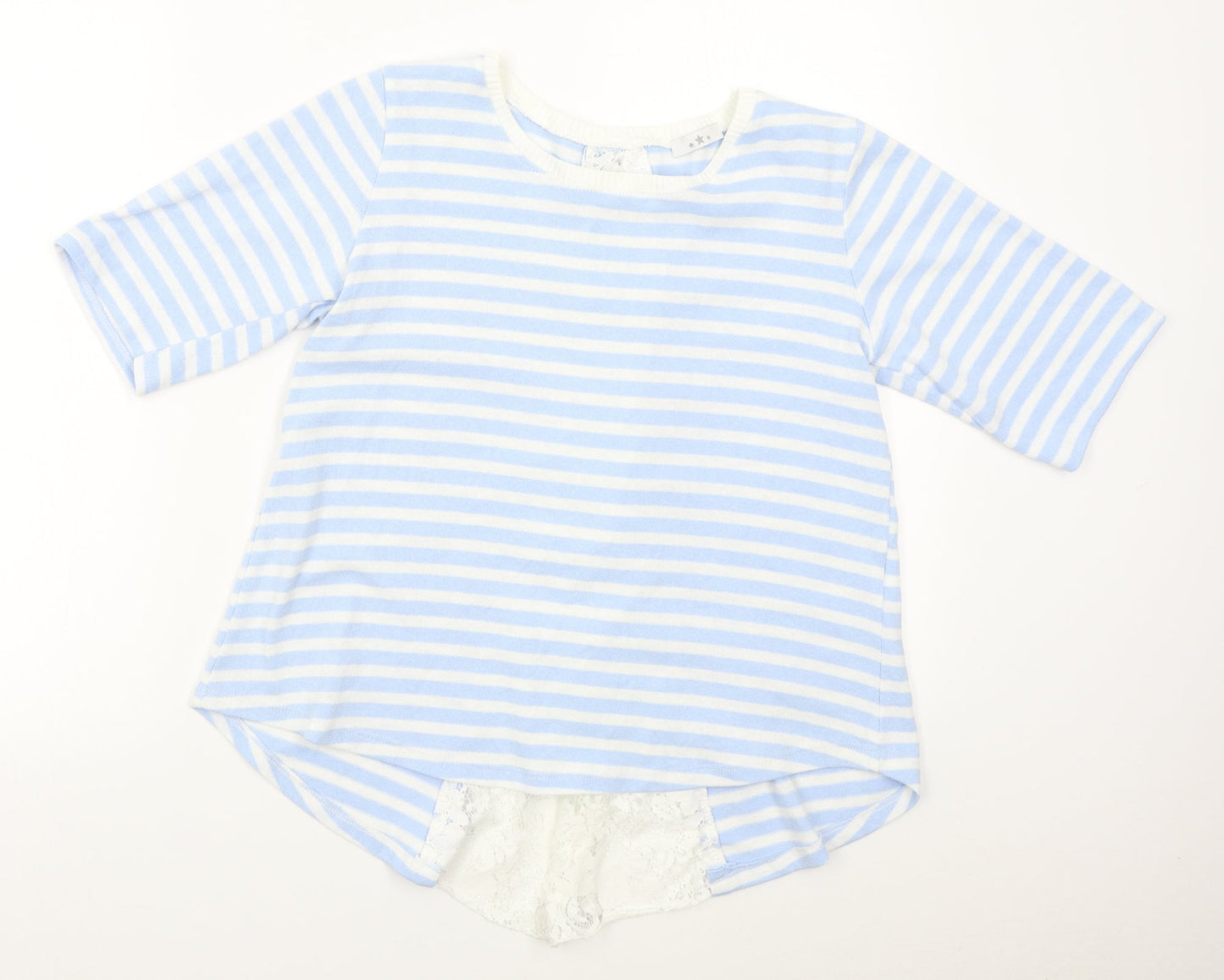 Preworn Womens Blue Striped  Pullover Jumper Size M  - lace back