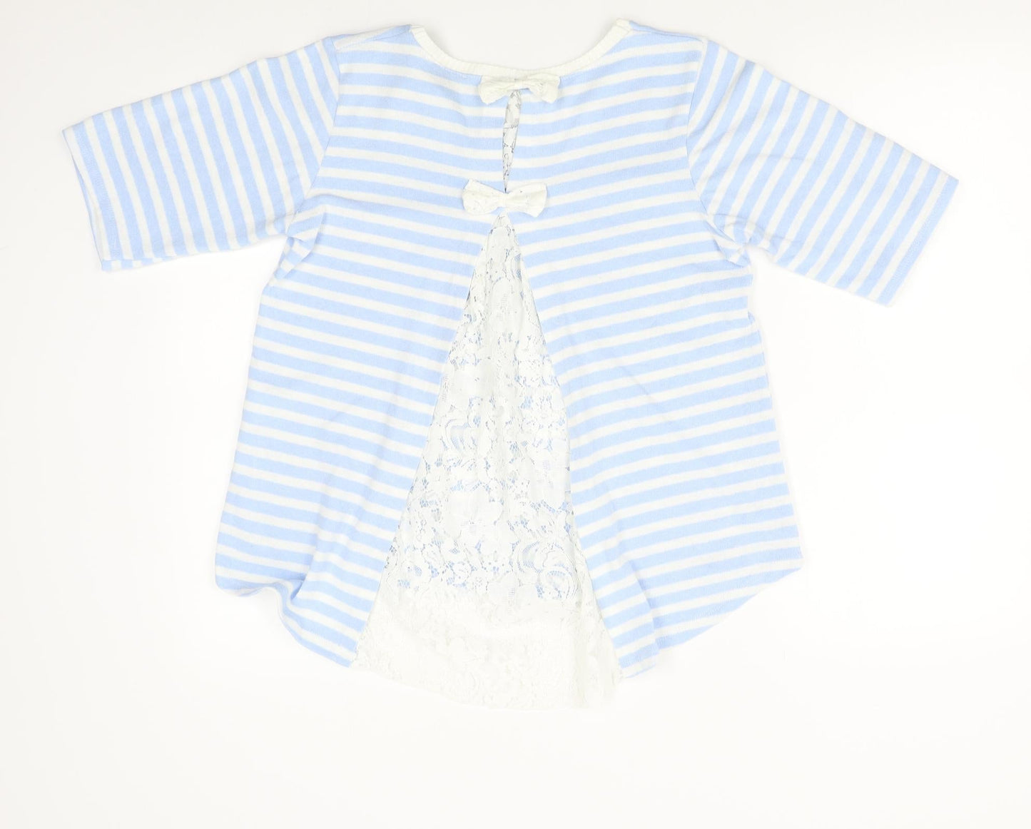 Preworn Womens Blue Striped  Pullover Jumper Size M  - lace back