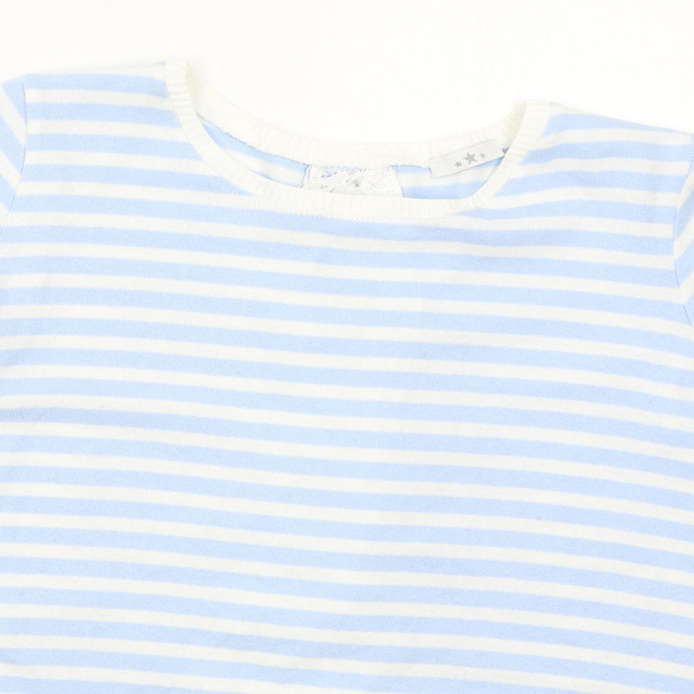 Preworn Womens Blue Striped  Pullover Jumper Size M  - lace back