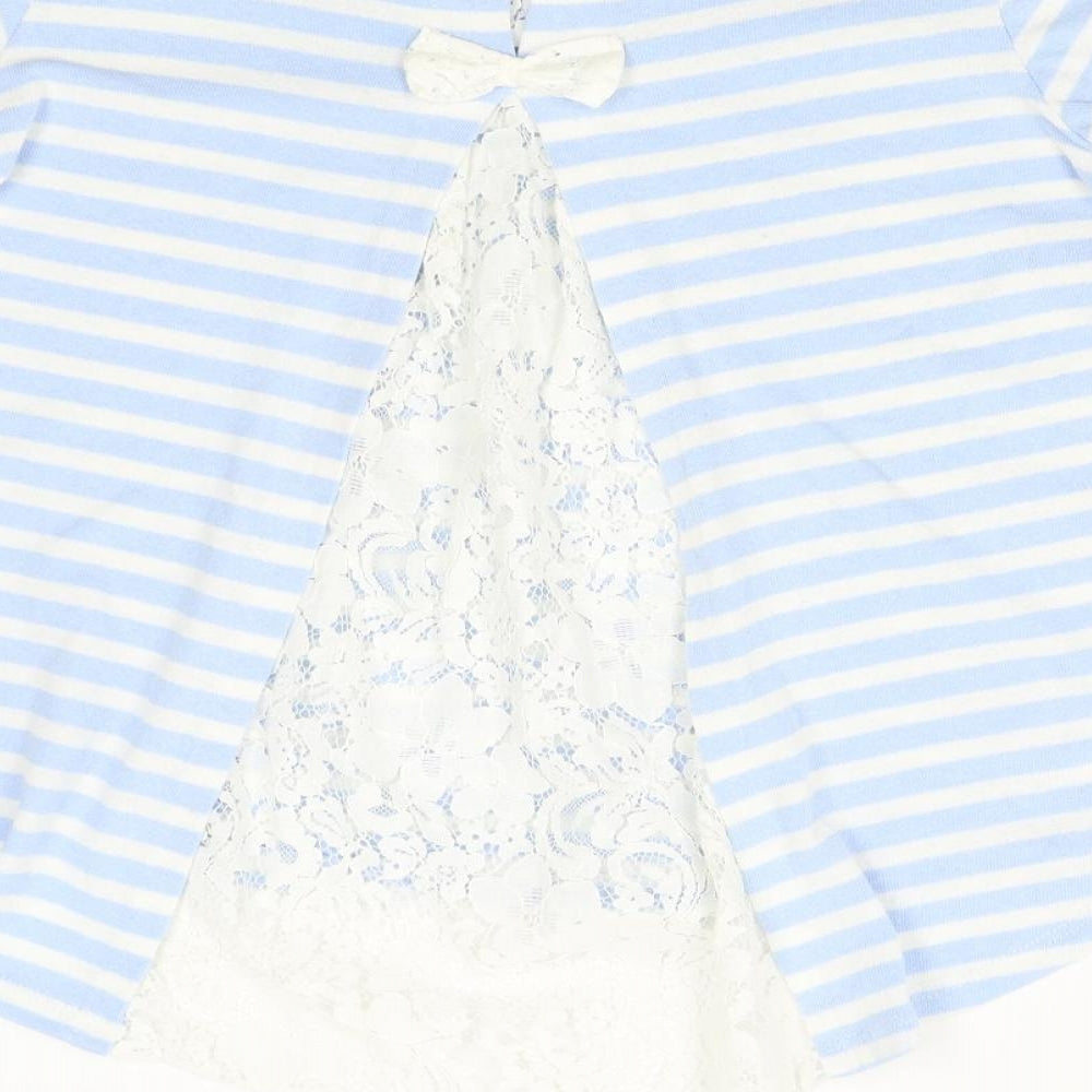 Preworn Womens Blue Striped  Pullover Jumper Size M  - lace back