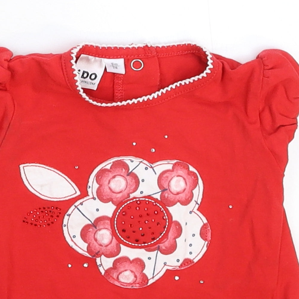 Minicone Girls Red   Basic T-Shirt Size 9-12 Months