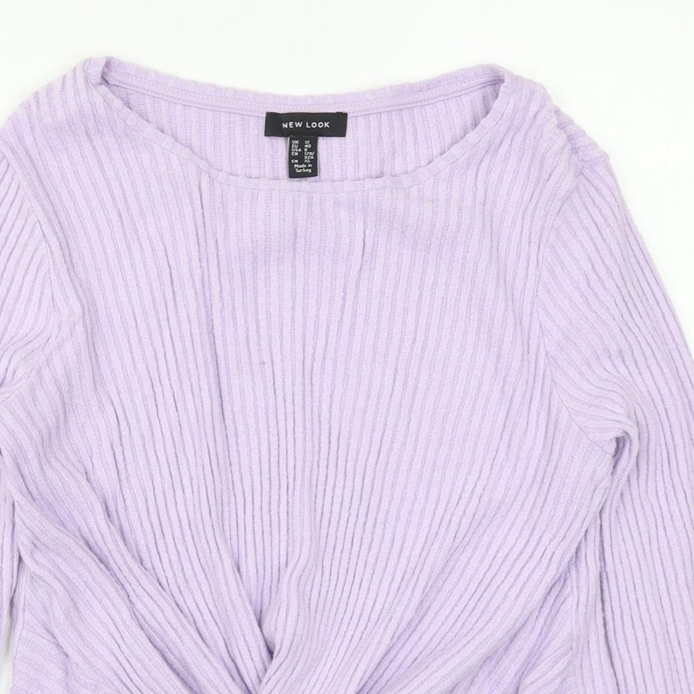 New Look Womens Purple  Knit Pullover Jumper Size 12  - Twist Front