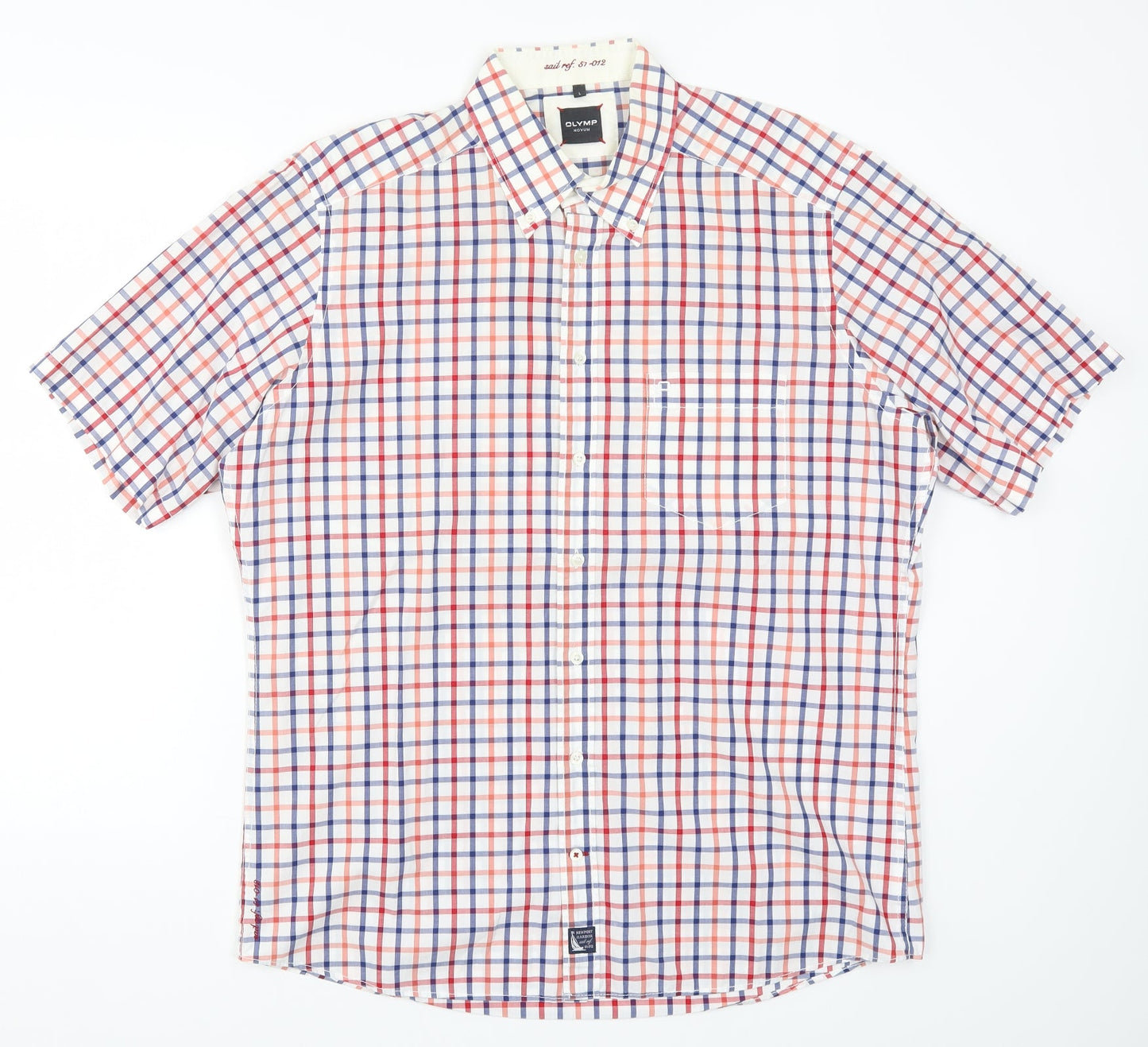 Olymp Mens Red Check   Button-Up Size L  - Blue