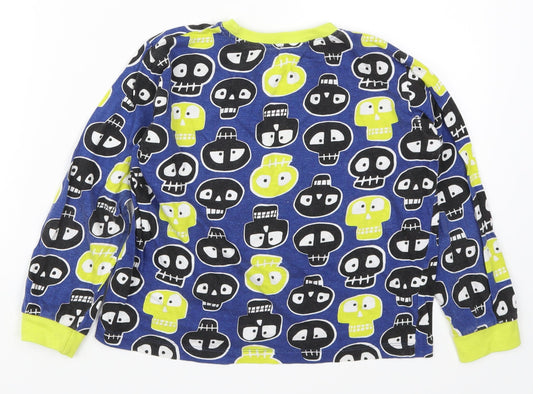 Preworn Boys Blue Geometric   Pyjama Top Size 8-9 Years  - Skulls