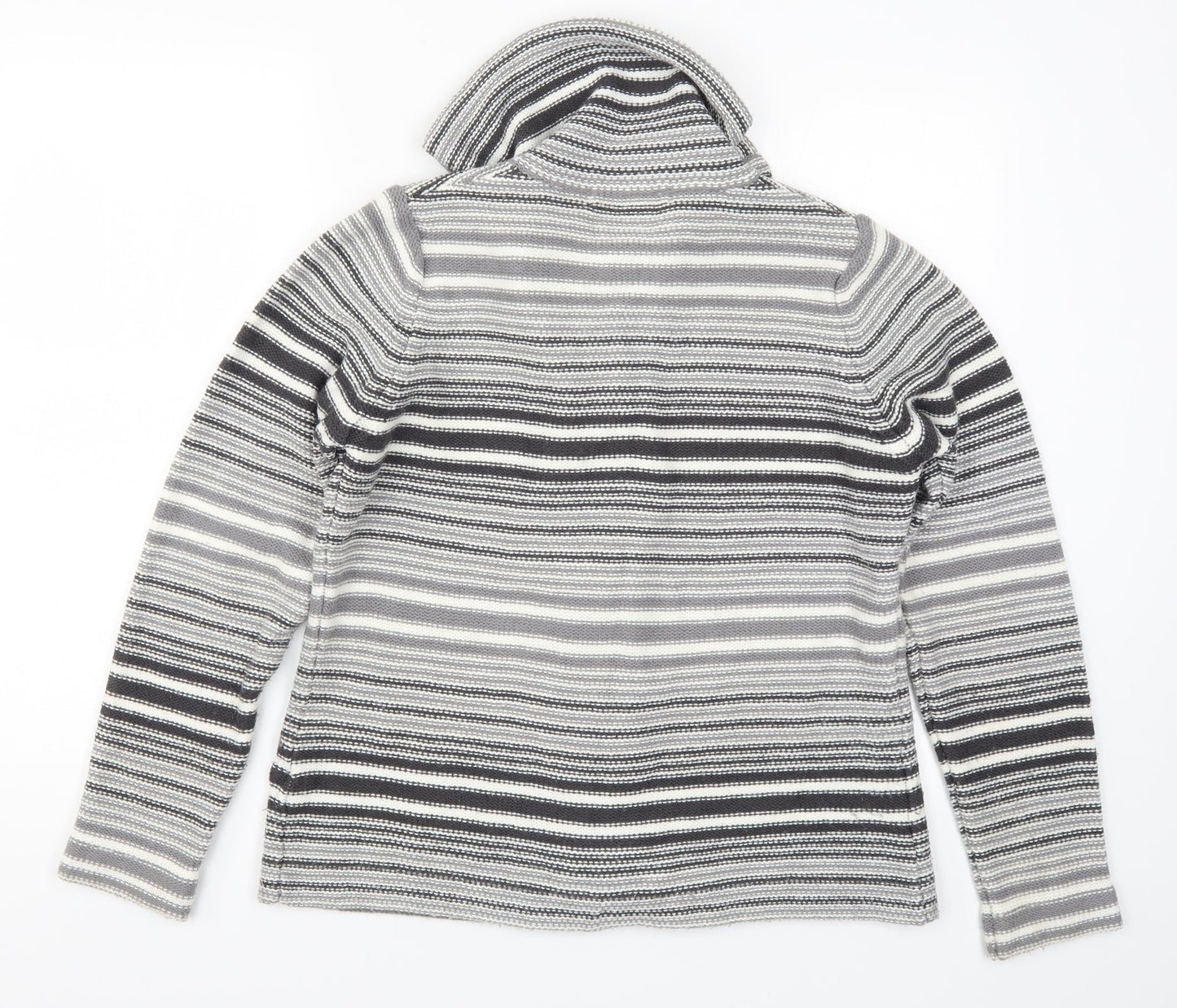 EWM Womens Grey Striped Knit Cardigan Jumper Size 14