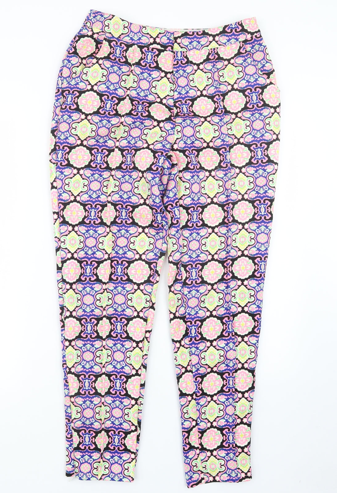 Missguided Womens Blue Geometric  Trousers  Size 10 L28 in