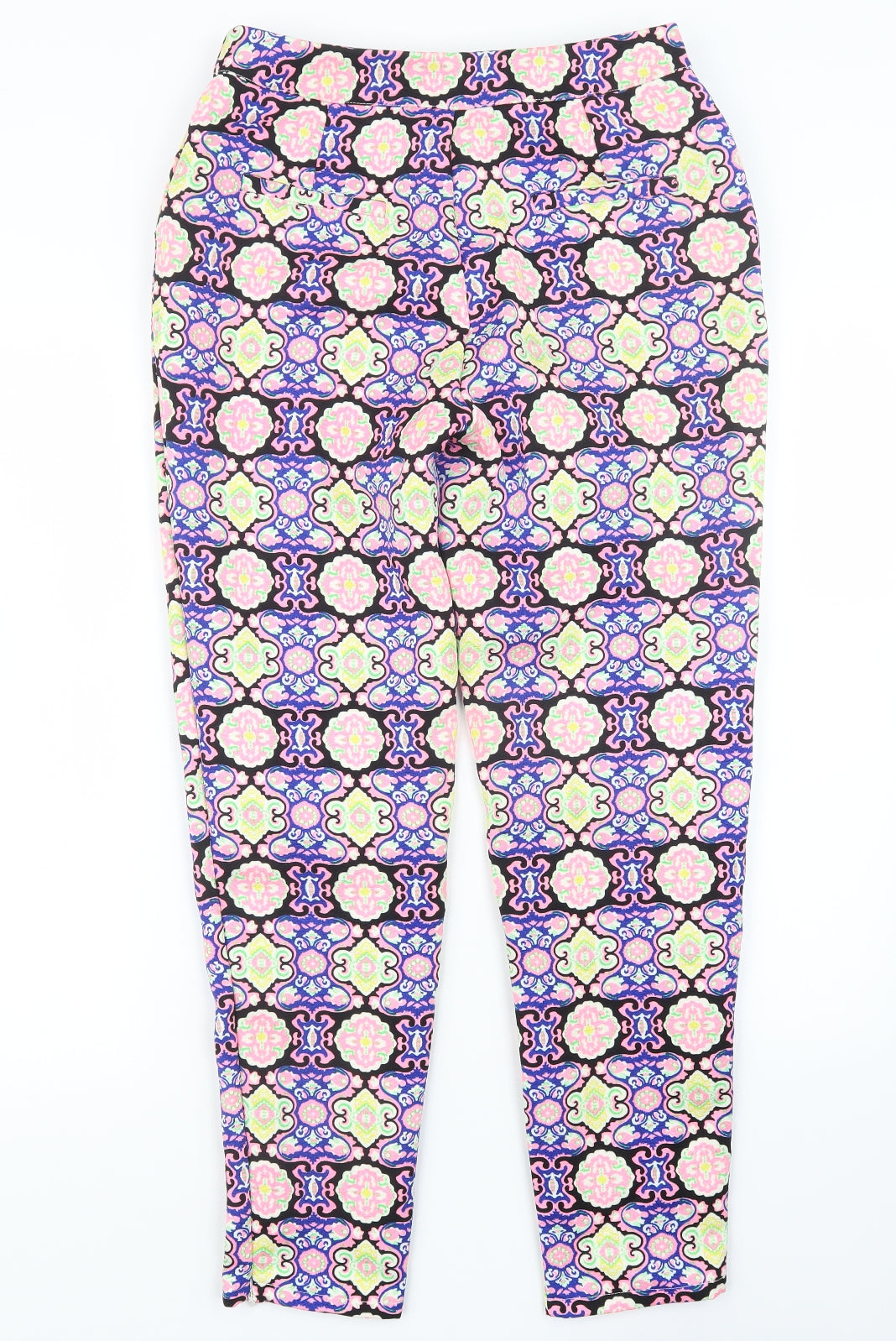 Missguided Womens Blue Geometric  Trousers  Size 10 L28 in
