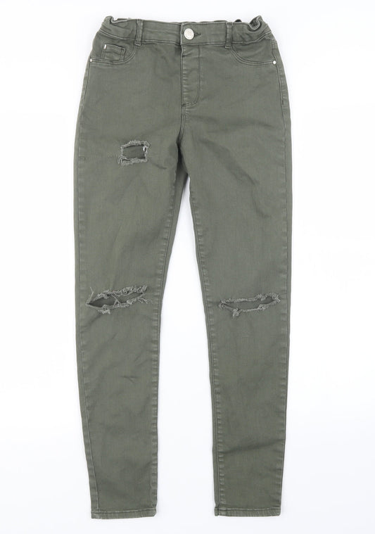 River Island Girls Green  Denim Straight Jeans Size 12 Years
