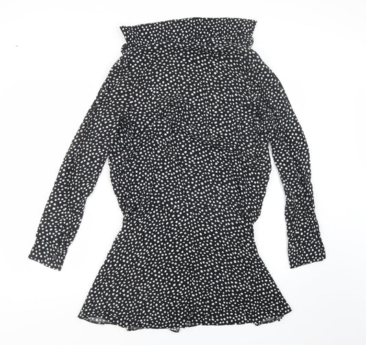 Primark Womens Black Polka Dot  T-Shirt Dress  Size 8