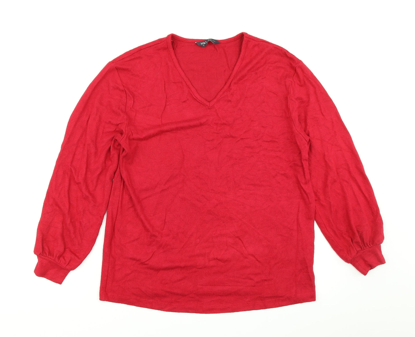 M&S Collection Womens Red  Knit Pullover Jumper Size 10