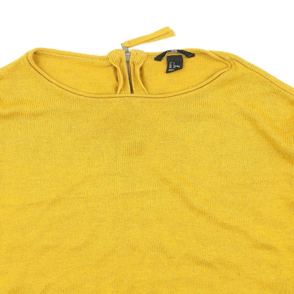 H&M Womens Yellow  Knit Pullover Jumper Size S