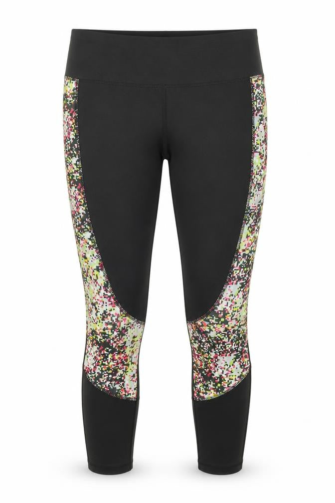 Workout Womens Black Spotted  Compression Leggings Size S L26 in