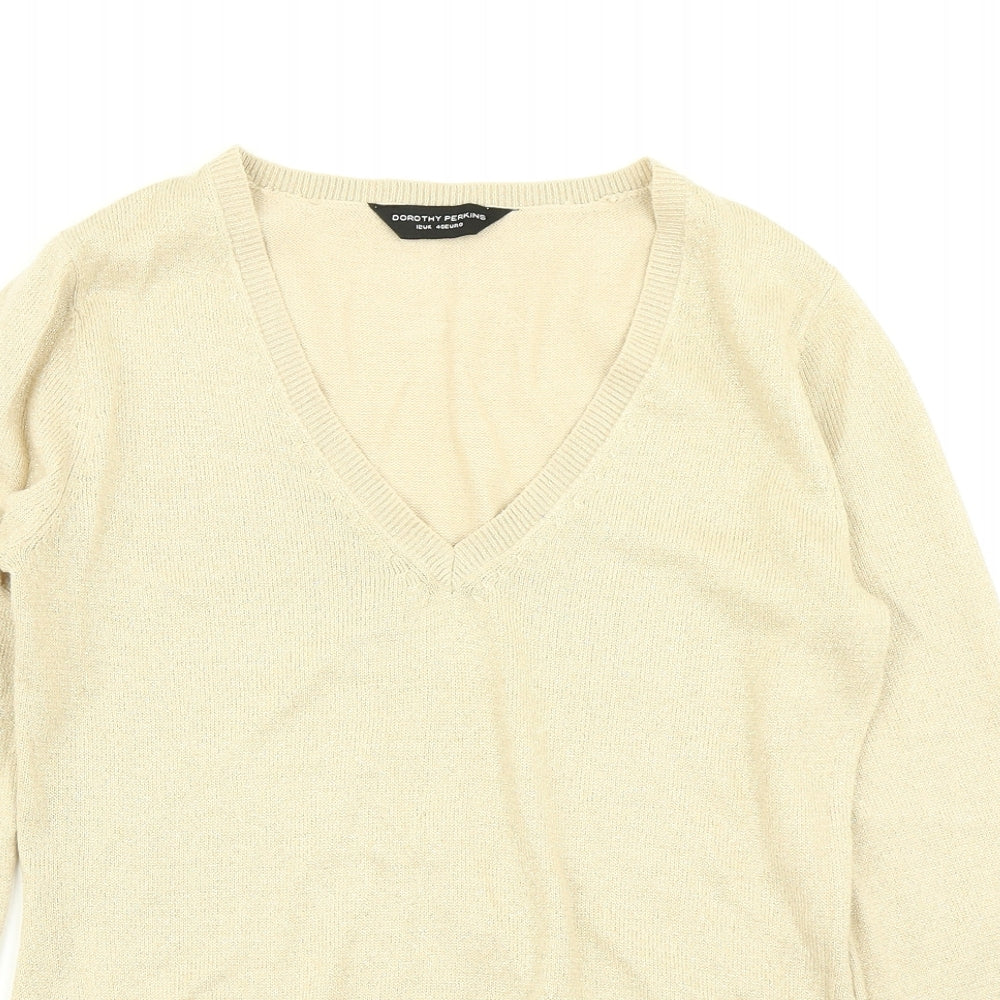 Dorothy Perkins Womens Gold  Knit Pullover Jumper Size 12