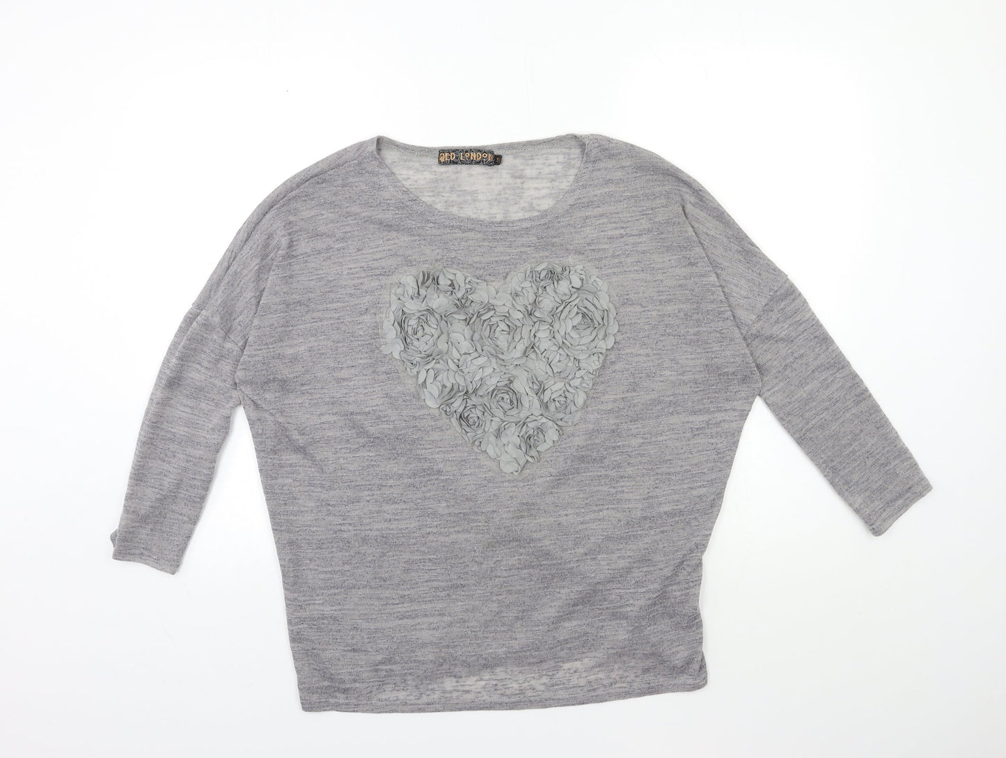 QED London Womens Grey  Knit Pullover Jumper Size S  - HEART