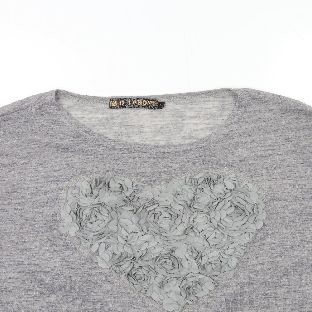 QED London Womens Grey  Knit Pullover Jumper Size S  - HEART