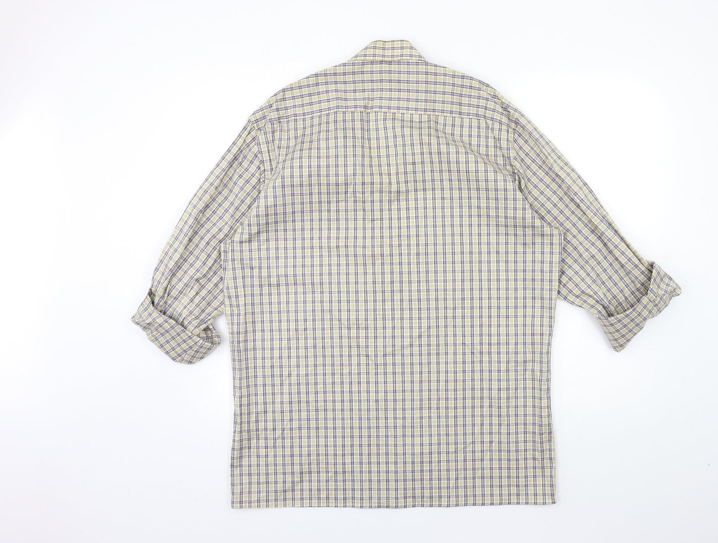 Eterna Mens Beige Check   Button-Up Size 16