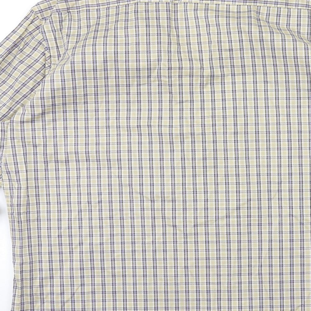Eterna Mens Beige Check   Button-Up Size 16