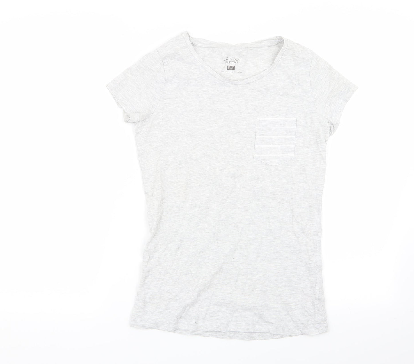 F&F Womens Grey Solid  Top Pyjama Top Size 6