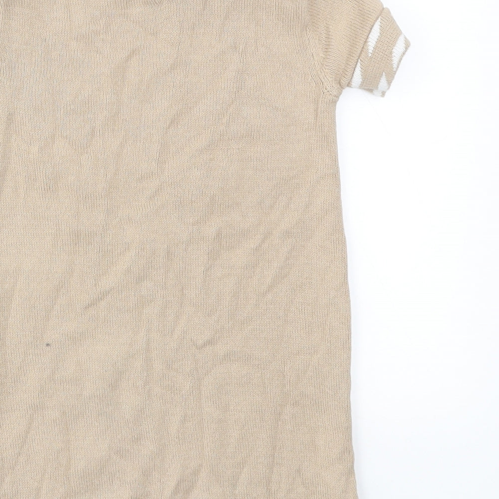 Miss Mona mouse Girls Beige Animal Print  Basic T-Shirt Size 4 Years