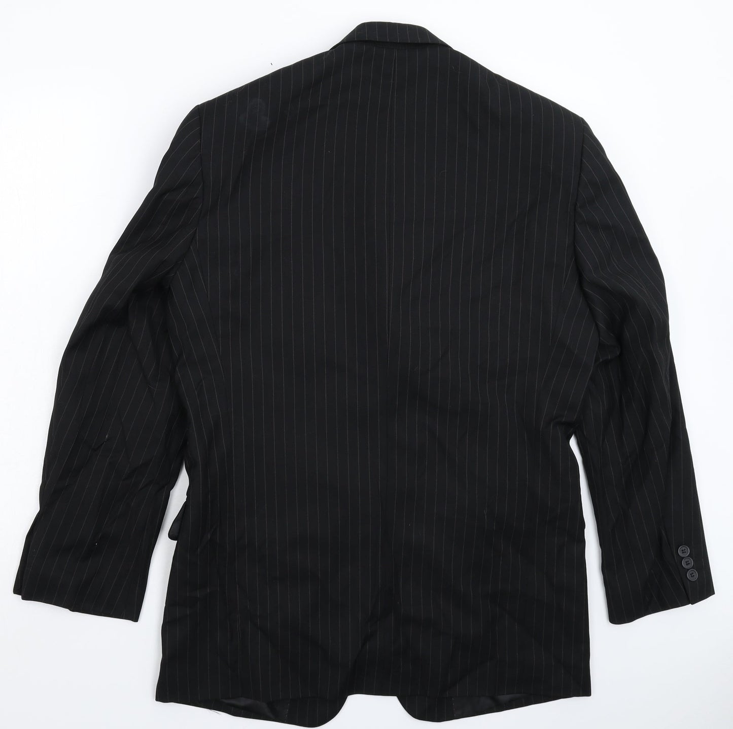 Henley & Knight Mens Black Striped  Jacket Suit Jacket Size 38