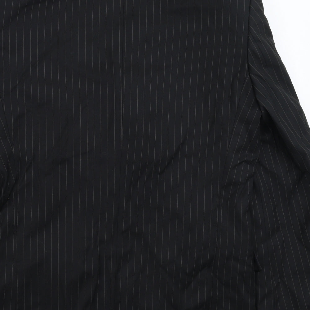 Henley & Knight Mens Black Striped  Jacket Suit Jacket Size 38