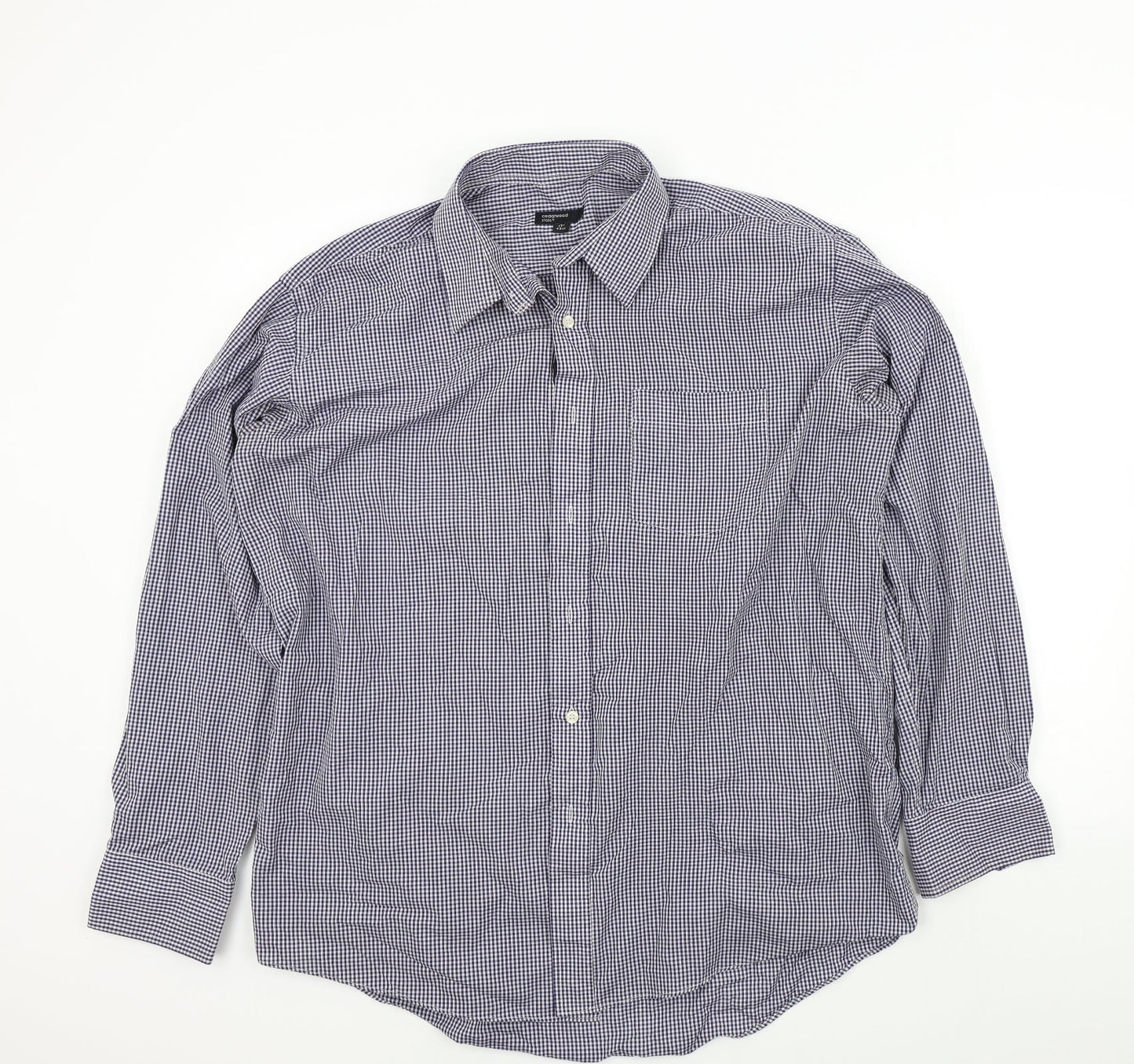 Ceder wood state Mens Blue Geometric   Button-Up Size 17