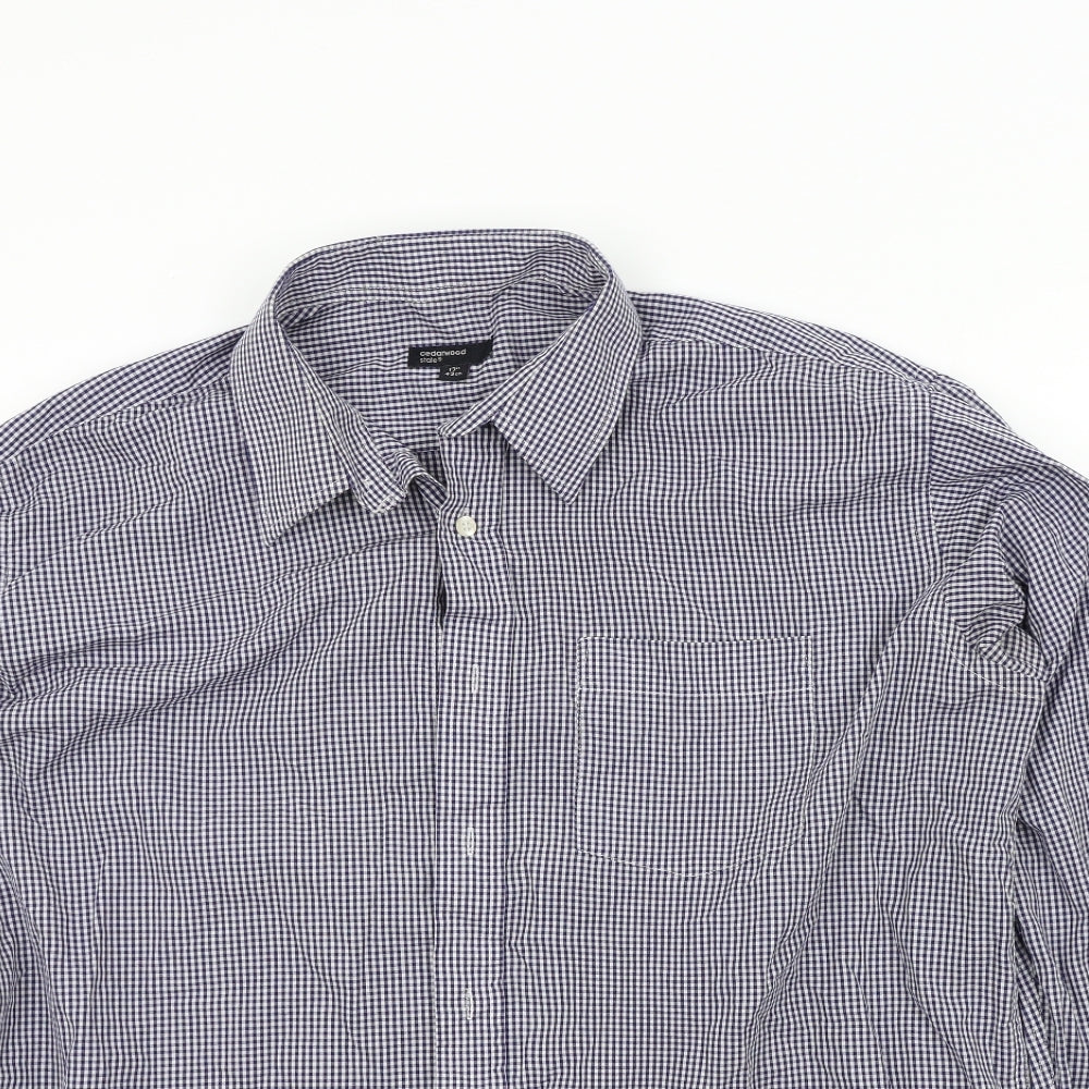 Ceder wood state Mens Blue Geometric   Button-Up Size 17