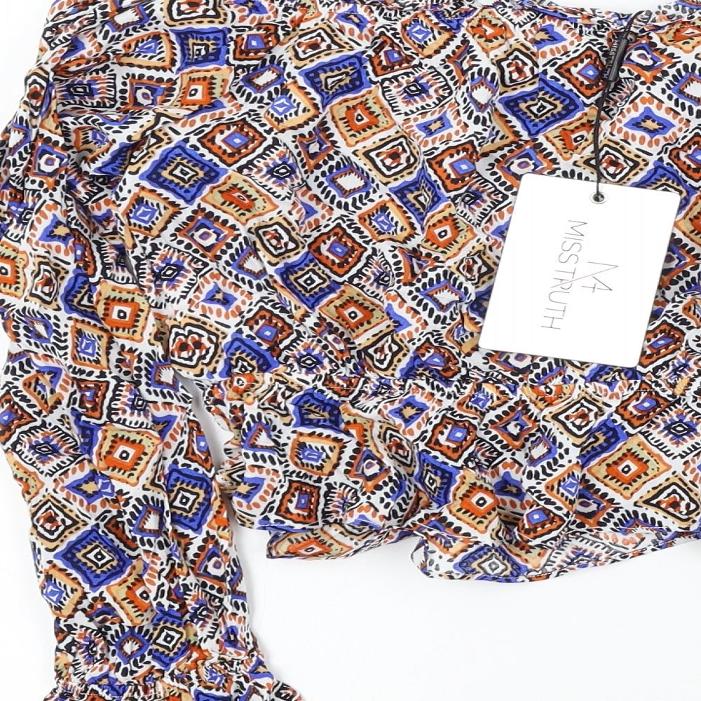 MISSTRUTH Womens Multicoloured Geometric  Basic Blouse Size 8