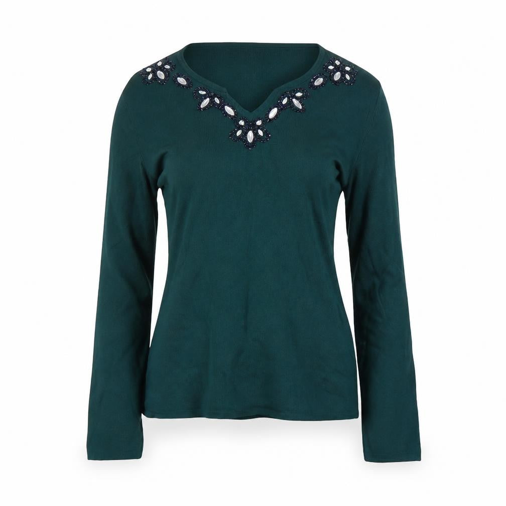 Front view of Roman women’s green jumper, size S