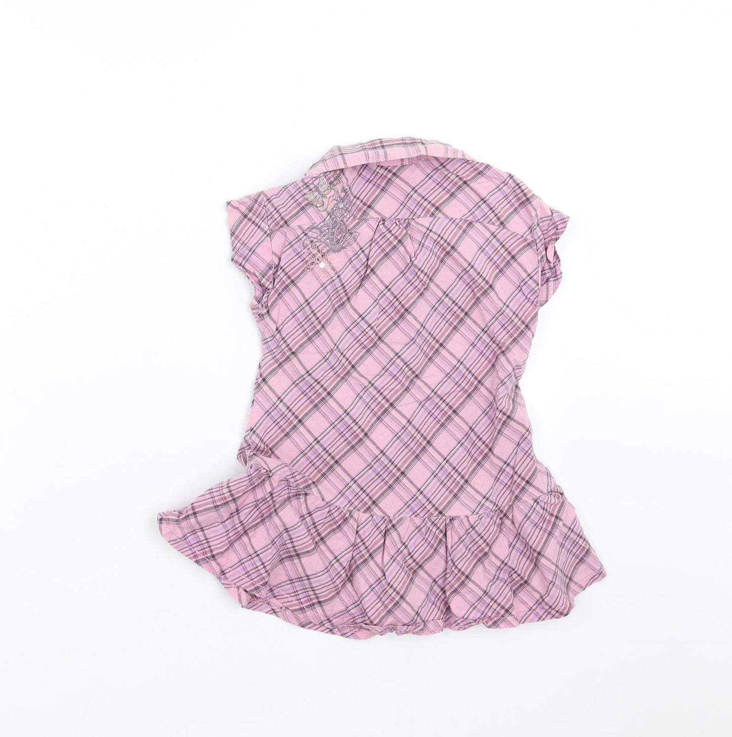 NEXT Girls Purple Check  Basic Blouse Size 3 Years  - Embroidered detail