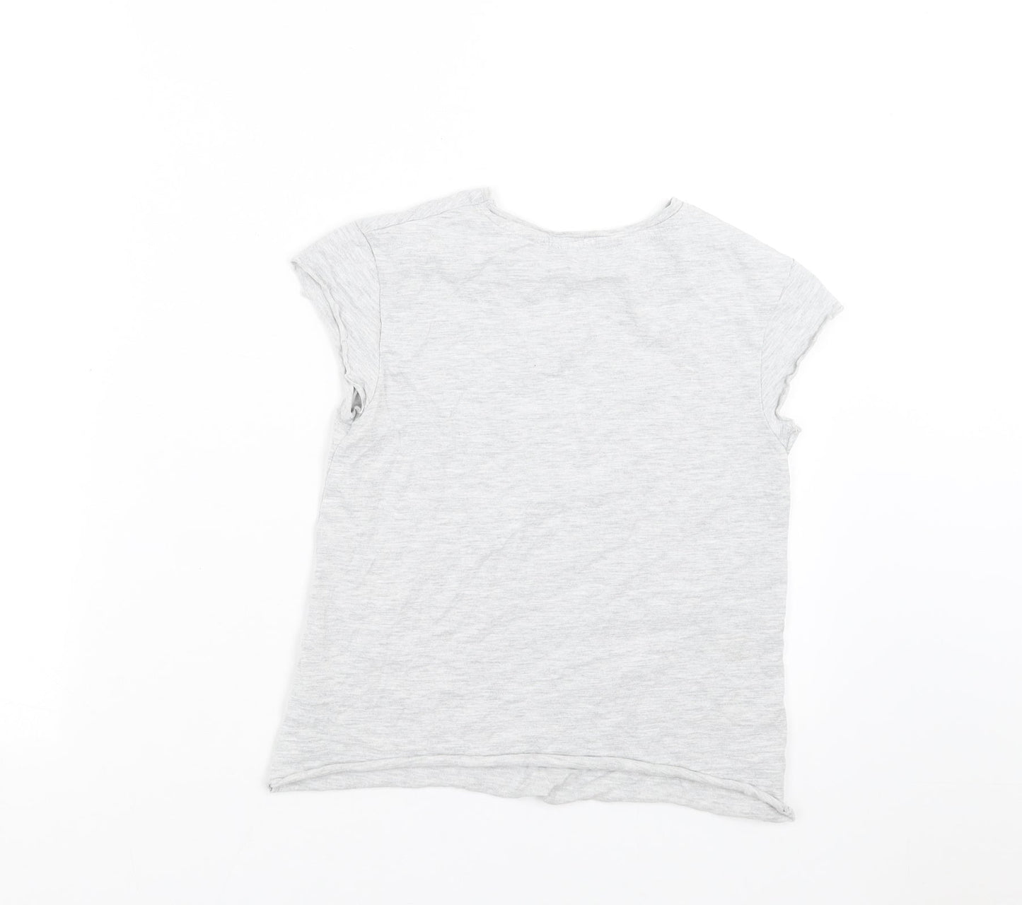 George Girls Grey   Basic T-Shirt Size 9-10 Years  - unicorn