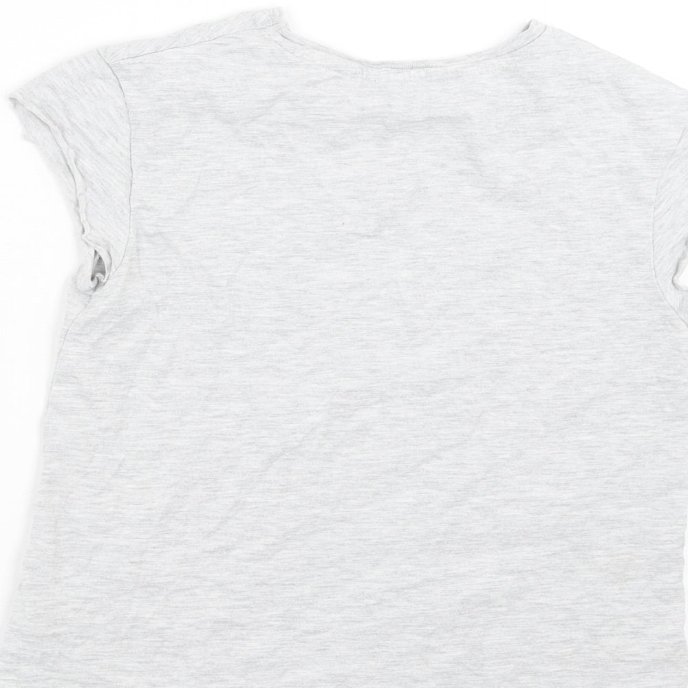 George Girls Grey   Basic T-Shirt Size 9-10 Years  - unicorn