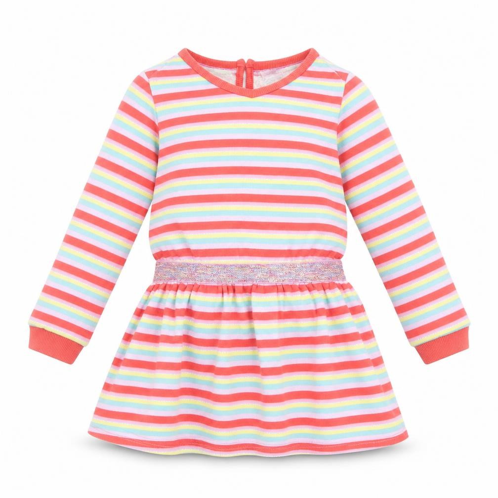 Front view of Tu girls’ multicoloured striped jumper dress, size 12-18, months