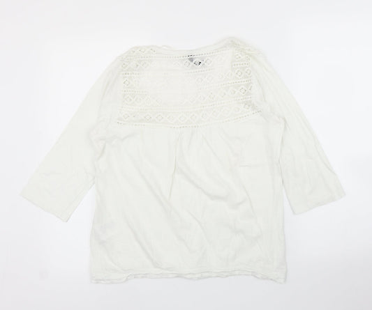 Colours of The World Womens White Geometric  Basic Blouse Size M