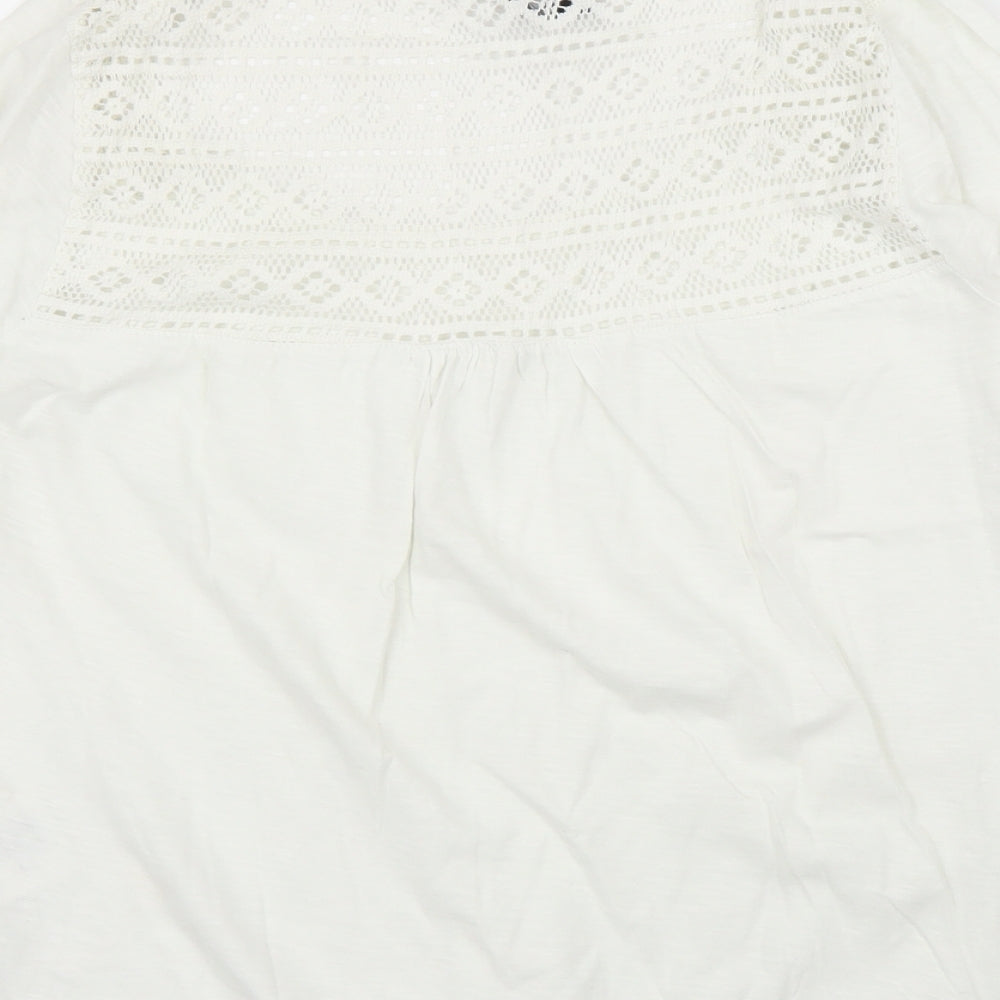 Colours of The World Womens White Geometric  Basic Blouse Size M