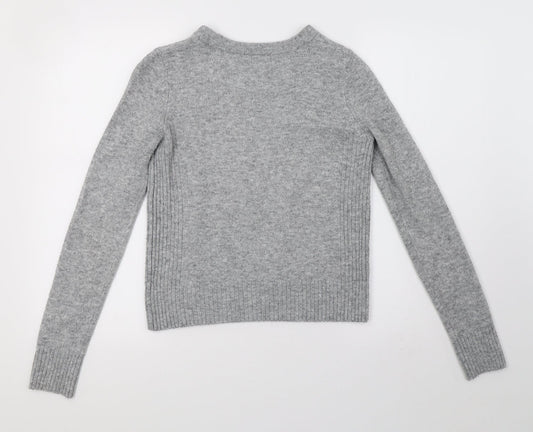 Topshop Womens Grey  Knit Henley Sweatshirt Size 6