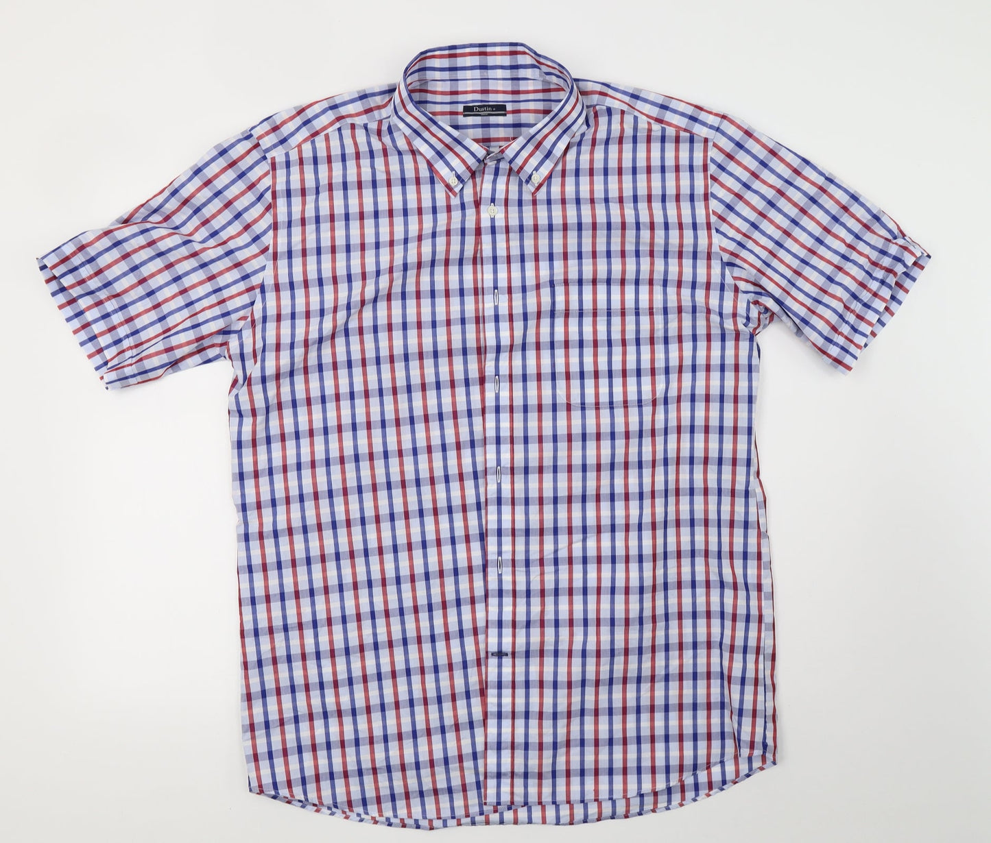 Dustin Mens White Check   Button-Up Size L