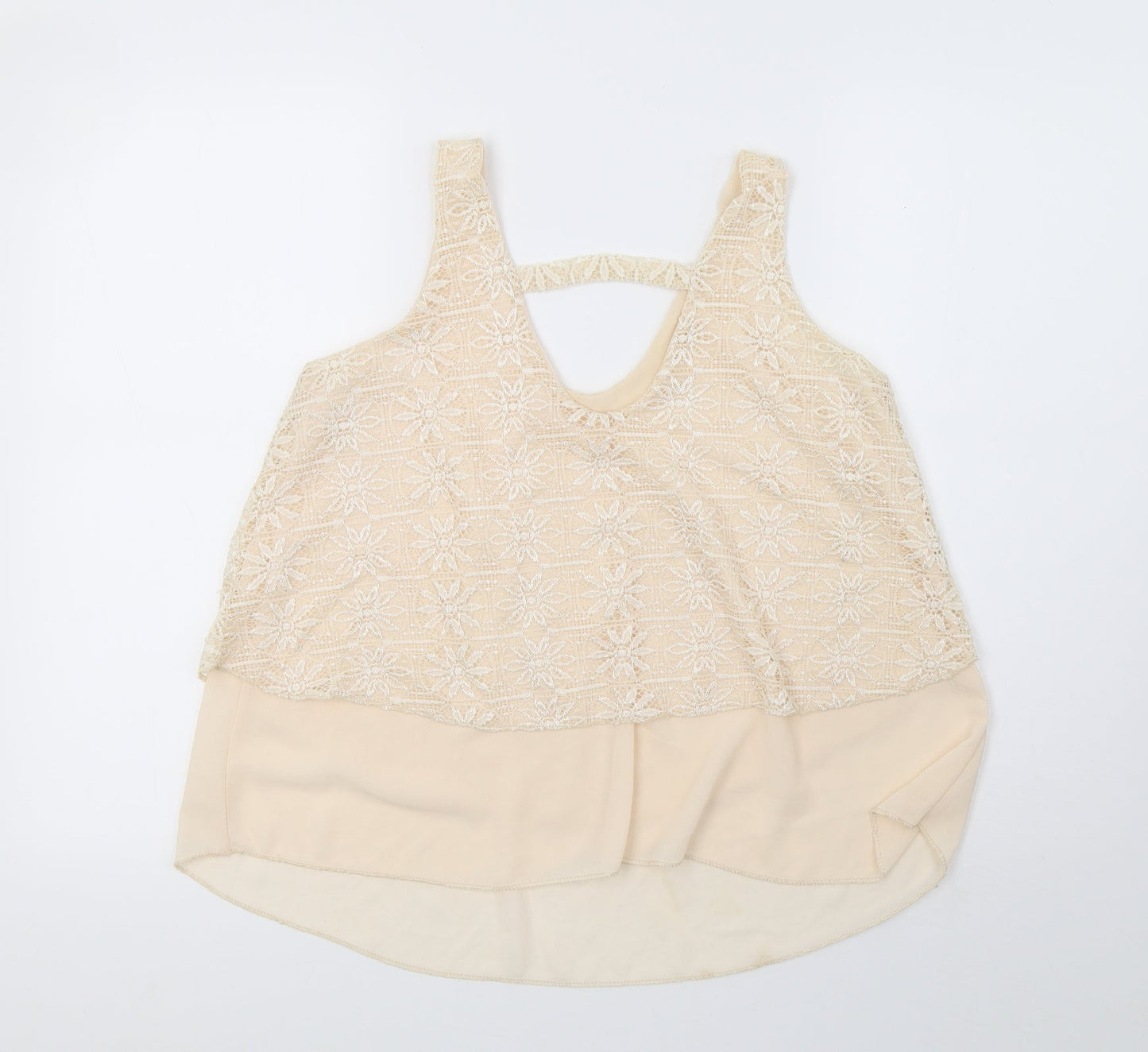 Preworn Womens Beige   Basic T-Shirt Size 12