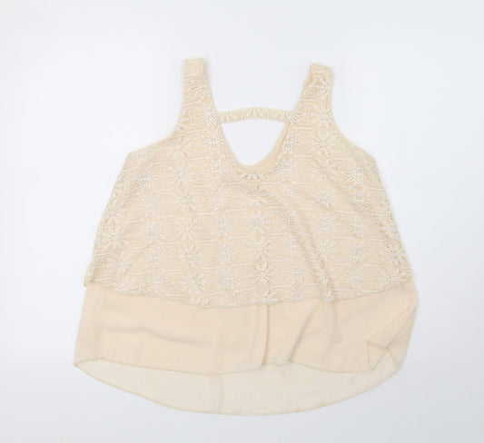 Preworn Womens Beige   Basic T-Shirt Size 12