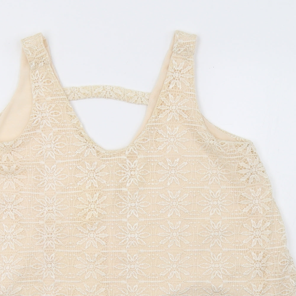 Preworn Womens Beige   Basic T-Shirt Size 12