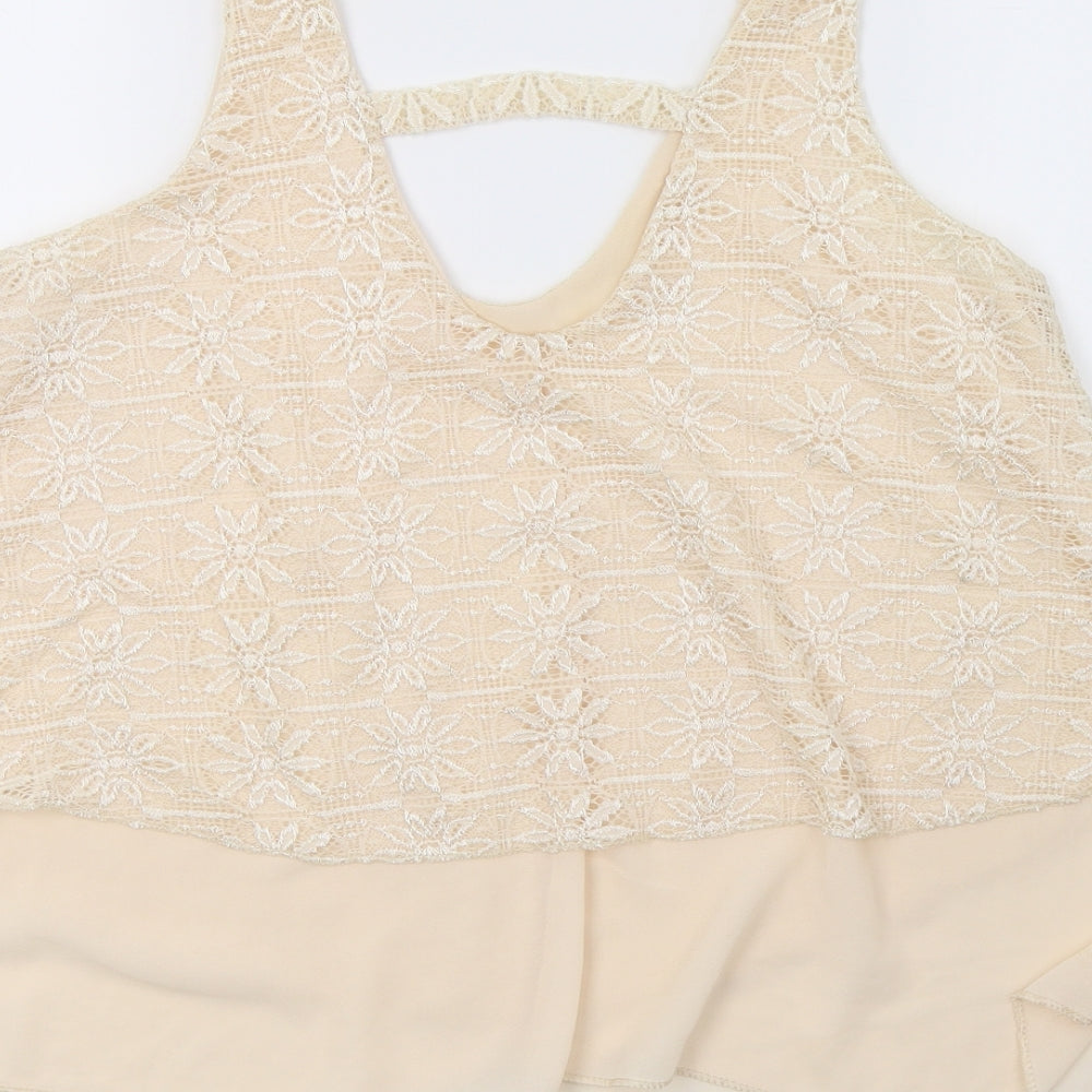Preworn Womens Beige   Basic T-Shirt Size 12