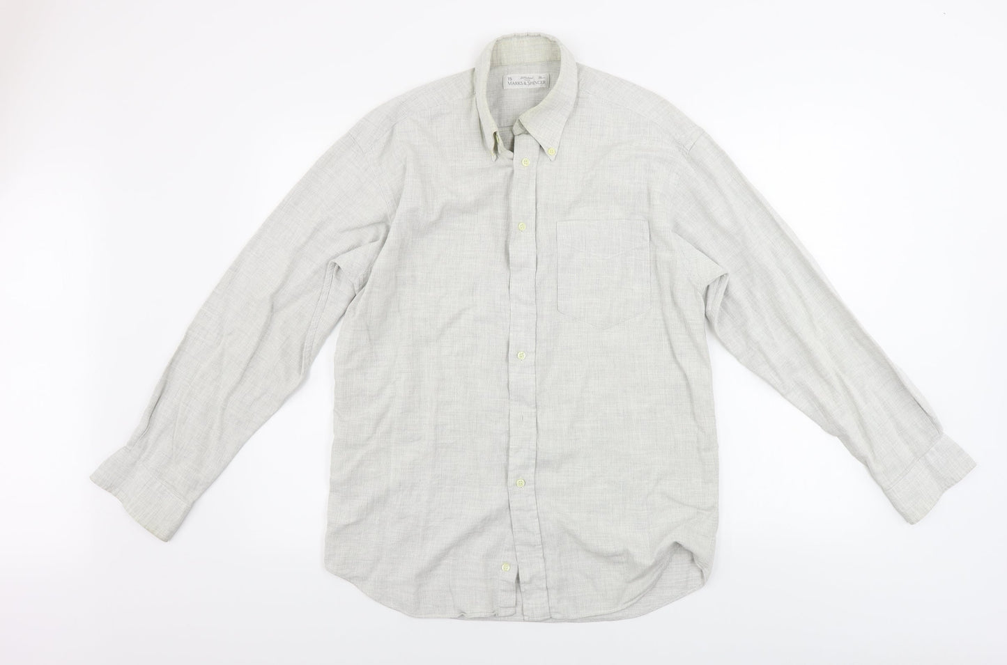 Marks and Spencer  Mens Beige    Button-Up Size 15.5