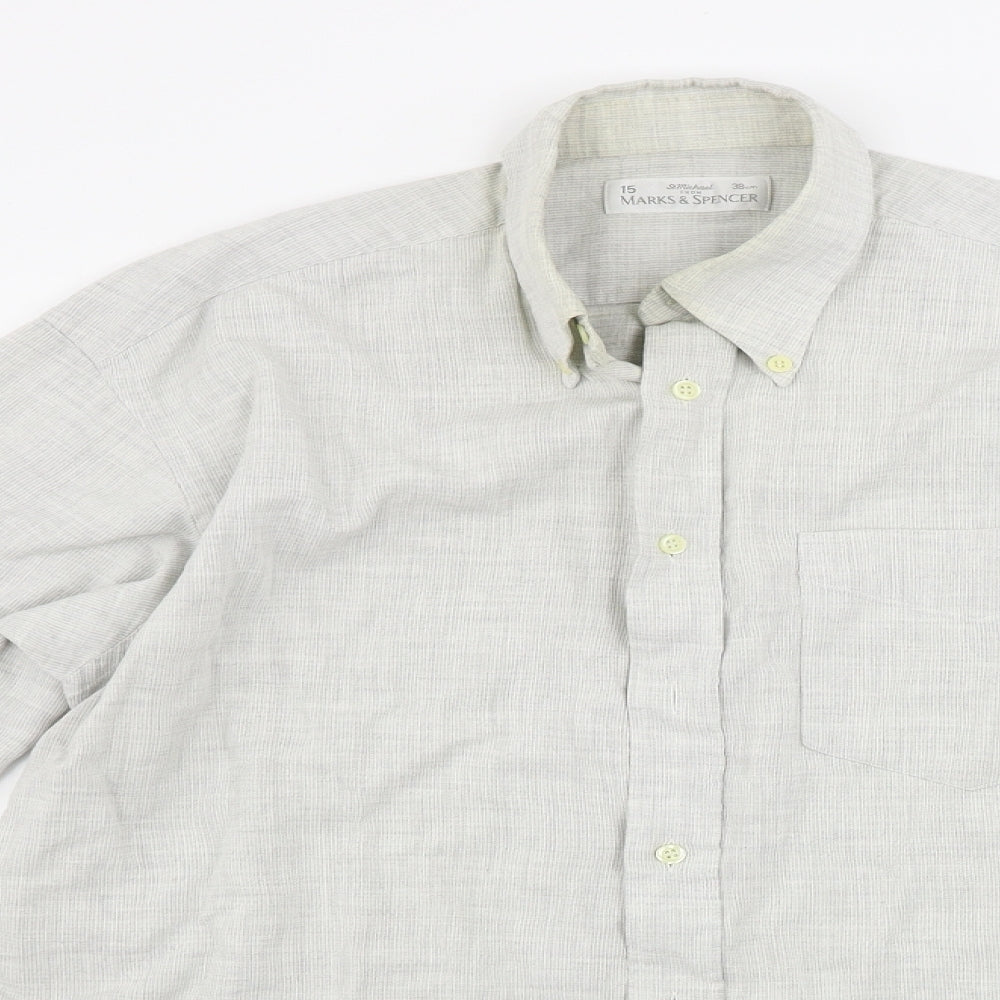 Marks and Spencer  Mens Beige    Button-Up Size 15.5
