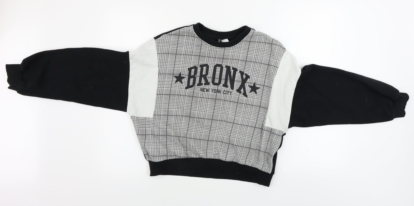 H&M  Womens Black Check  Pullover Jumper Size S