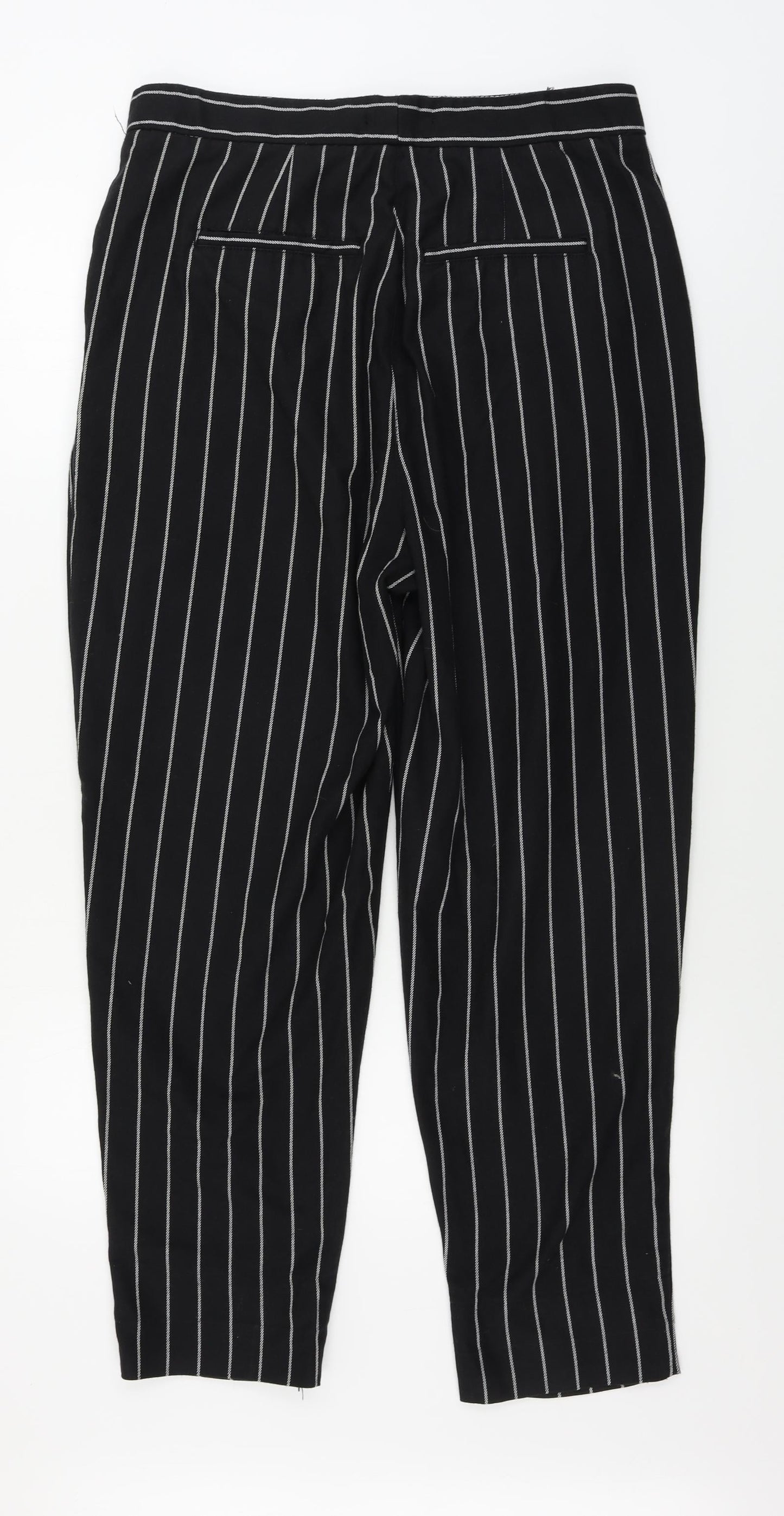 Preworn  Womens Black Striped  Trousers  Size 32 in L28 in